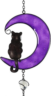 Decorazione con Gatto che Guarda la Luna Pendente
