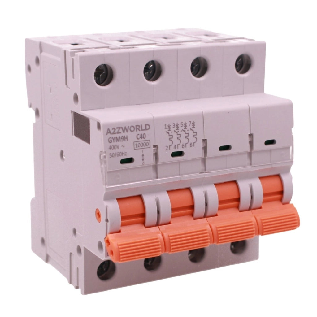 MCB Interruttore Magnetotermico Trifase 380V Curva C 4P 4M 10000A AC 400V IP20 GYM9H, Accoppiabile Con Bobina di Sgancio GA01231 GA01232, Disponibili 25A 32A 40A 63A (C40A)