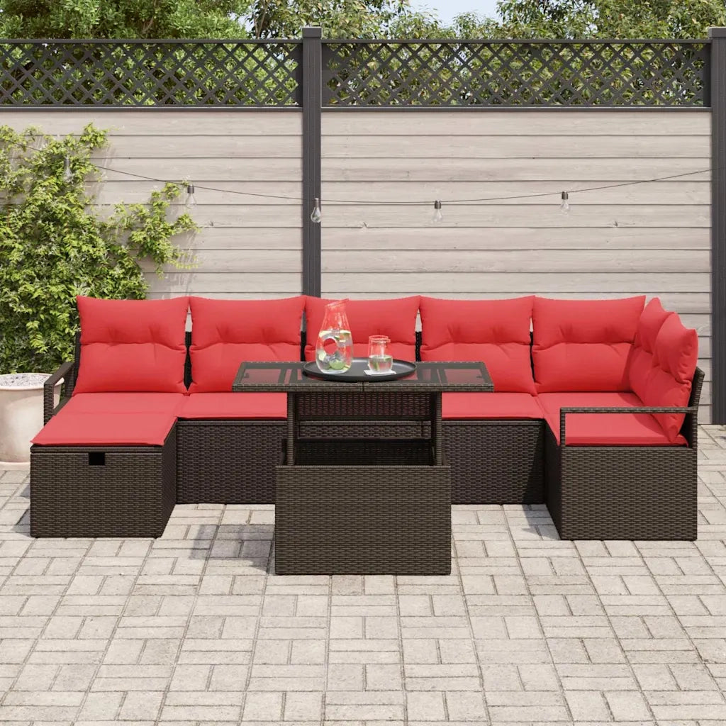 Set Divano da Giardino con cuscino 8 pcs Marrone polyrattan 3361143