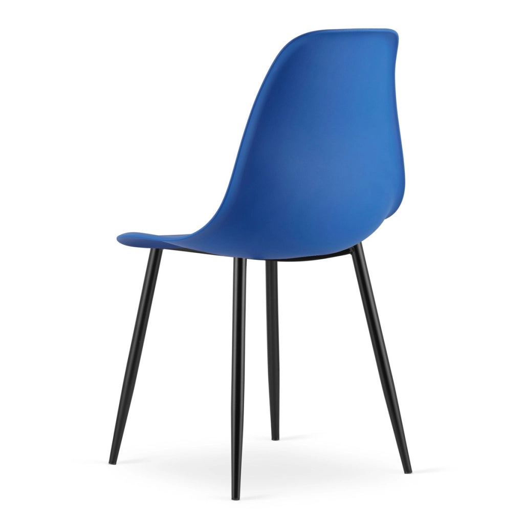Set di 4 sedie moderne Wat blu con gambe nere