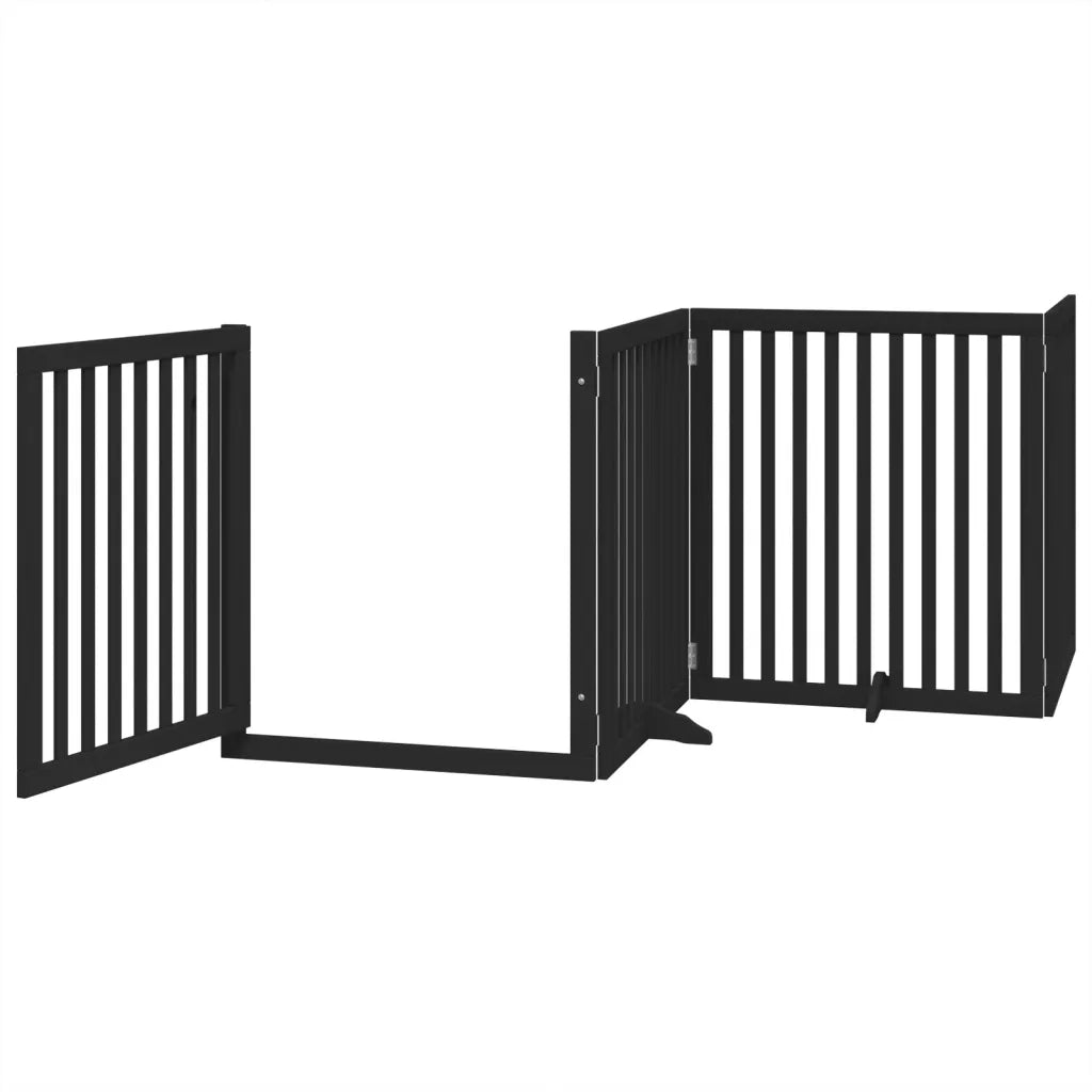 Cancello per Cani Porta Pieghevole Nero 4 Pannelli 320cm Pioppo 352259