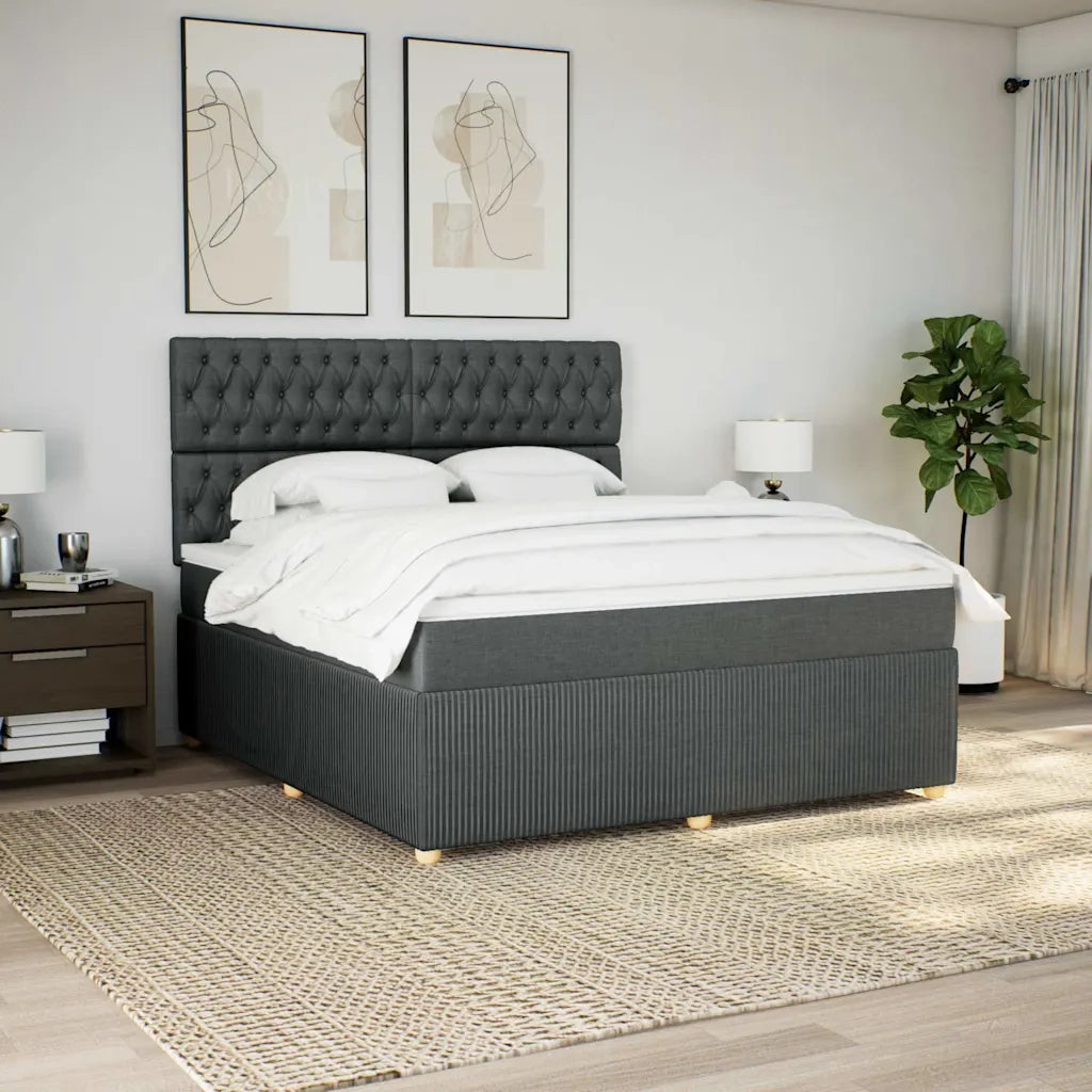Giroletto a Molle con Materasso Grigio Scuro 180x200 cm Tessuto