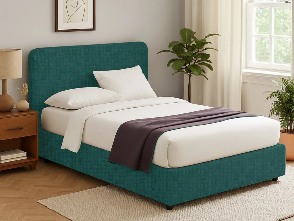 Reading, Letto Singolo Sfoderabile Made in Italy, Verde Petrolio