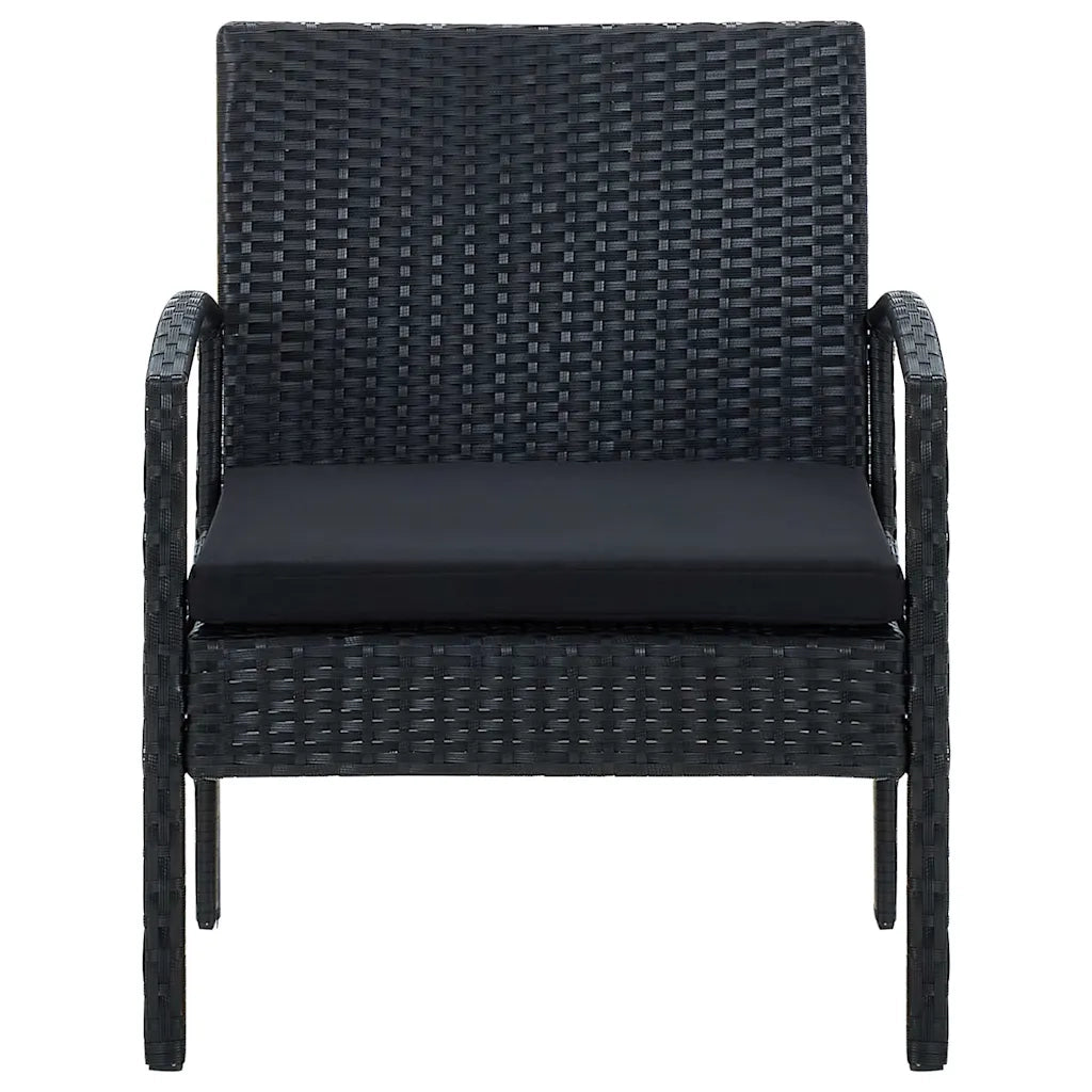 Sedia da Giardino | Sedie da Esterno con Cuscino in Polyrattan Nero