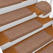 Tappetini per scale 15 pz 65x21x4 cm Marrone Bordo rettangolare 326196