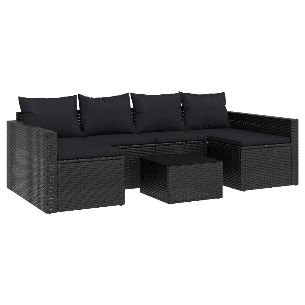 Set da Giardino 2 pz con Cuscini Nero in Polyrattan 362345