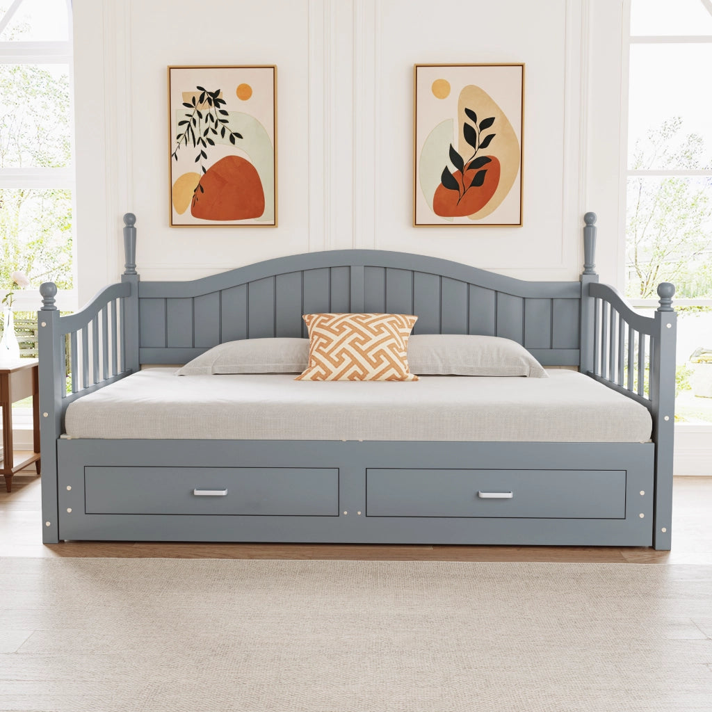 Divano letto con funzione estraibile in legno di pino 90x190 cm
