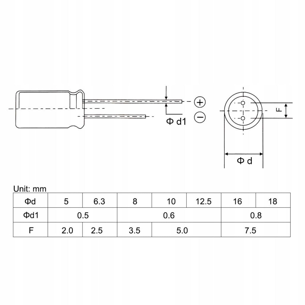 Condensatore Elettrolitico Low ESR 1000uF 25V – Alta Efficienza, Dimensioni 10x20mm, Passo 5mm