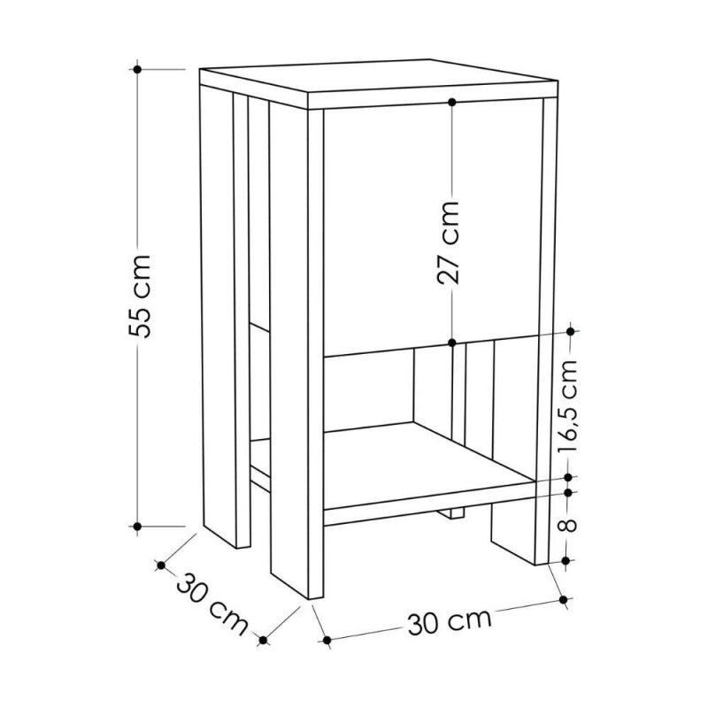 Comodino Ema bianco anta ribalta 30x30x55h