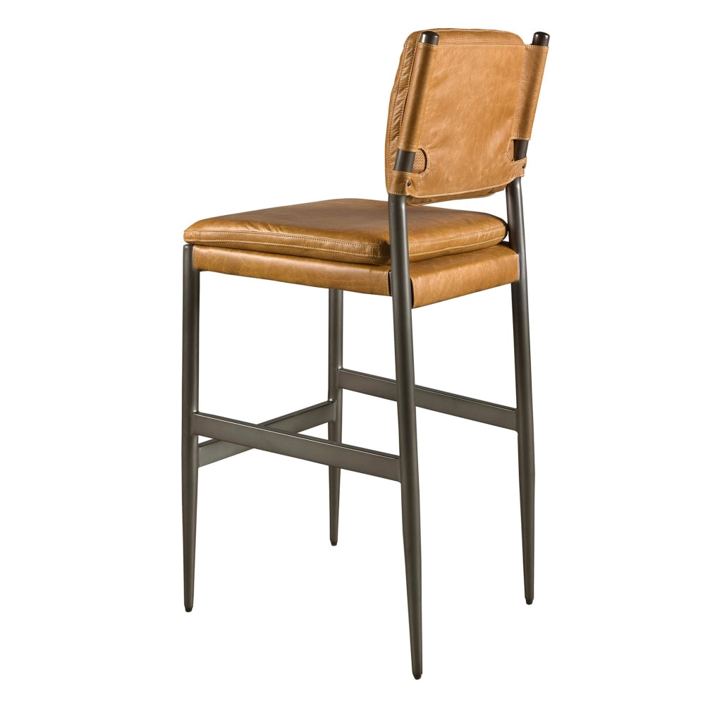 Sgabello in pelle marrone