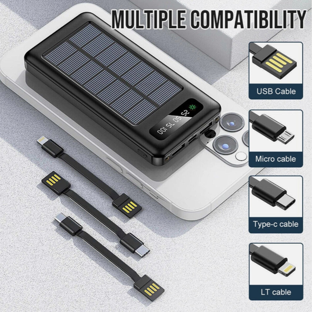 Trade Shop - Power Bank Solare 68000 Mah Batteria Esterna Portatile 3.0a Con Ricarica Rapida -