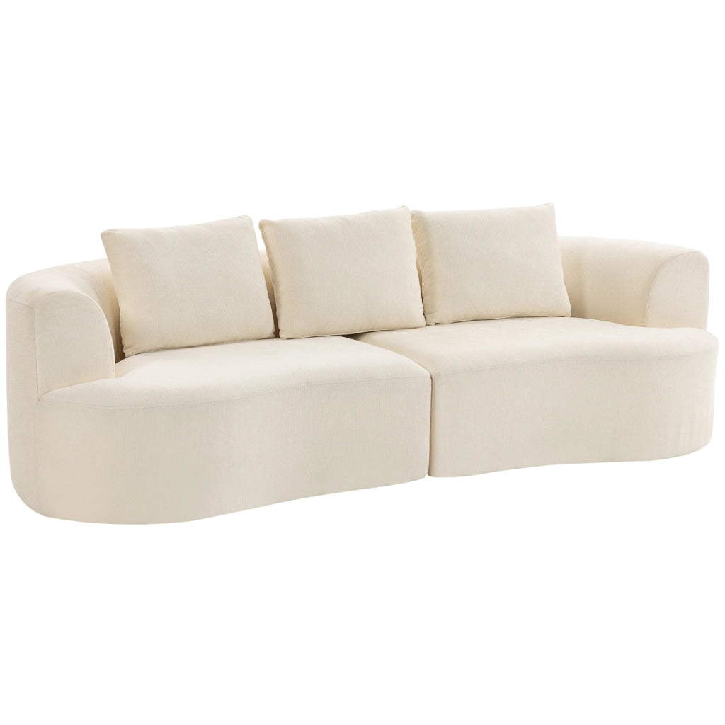 Divano 3 posti in chenille ¨C zephmum ¨C crema, imbottito, 260 cm