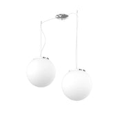 Lampadario Contemporaneo Mars Metallo Cromo Vetro Bianco 2 Luci E27 D30Cm