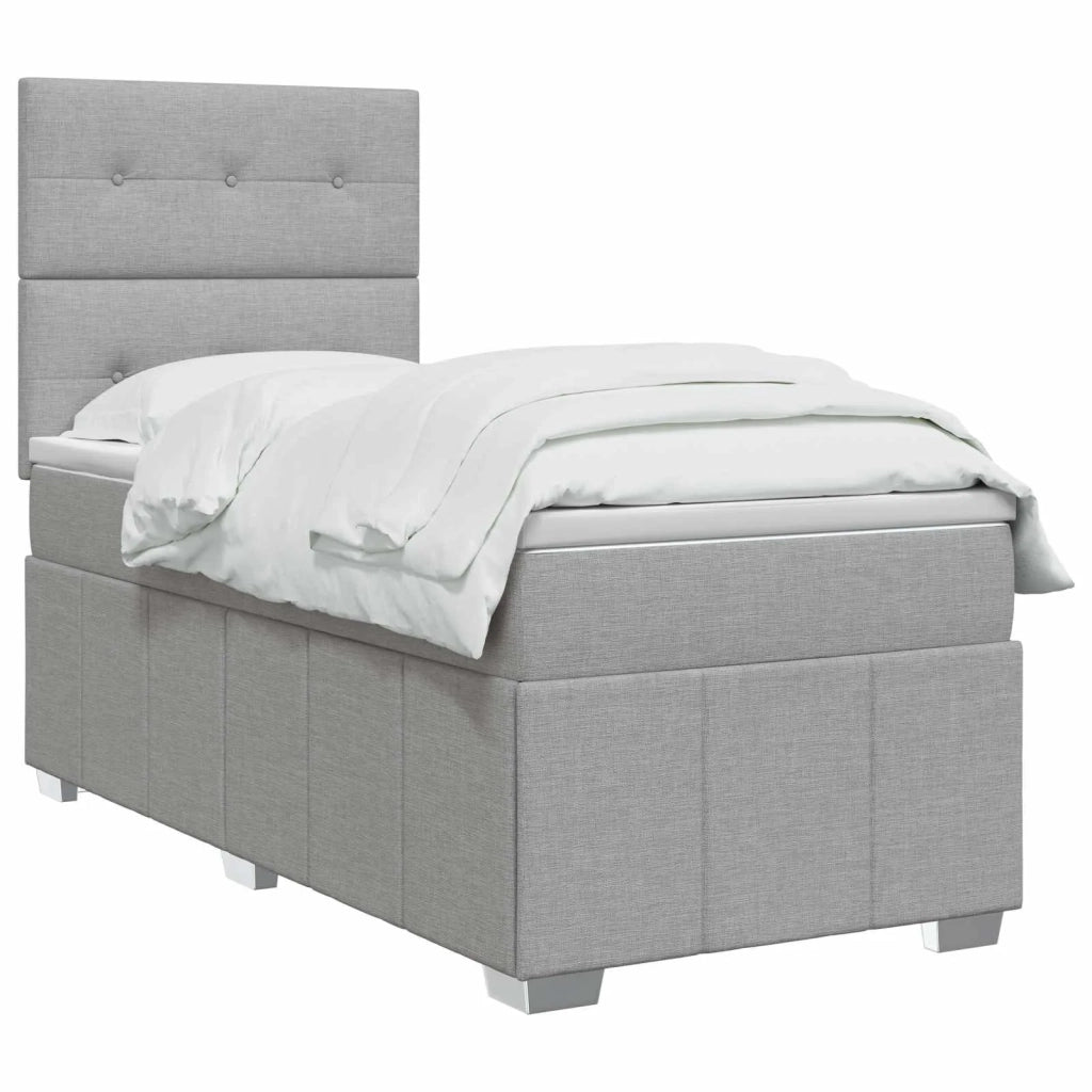 Letto Box Spring LED con Materasso Grigio Chiaro 90 x 200 cm 3455514