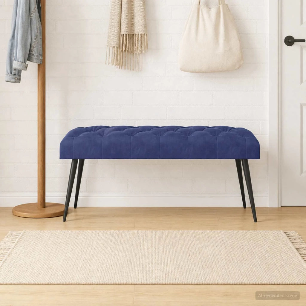 Panchina con bottoni imbottiti Blu Polizia 110 x 40 x 46 cm 42038583
