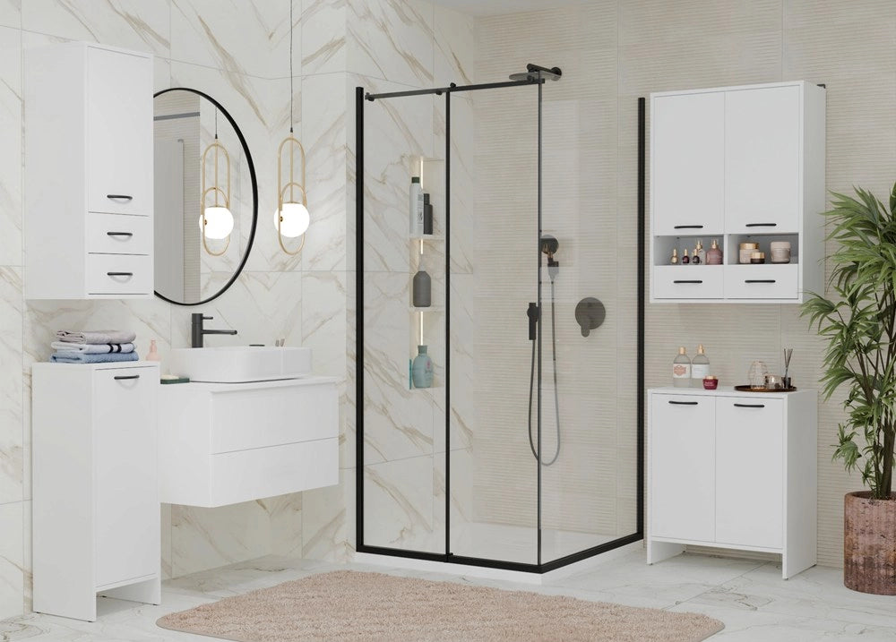Mobile bagno sospeso NINA W1D2S bianco 2 cassetti 3 ripiani