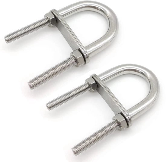 U-Bout in Acciaio Inox - 2 Pezzi - 100x45 Mm - Viti a Scrozzo Profonda - Resistente alla Corrosione - Adatto per Auto/Auto da Soglio - Dado