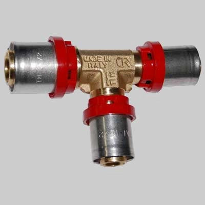 Raccordo a Tee Ridotto a pressare tiemme  32 x 20 x 32 Centrale     TIEMME