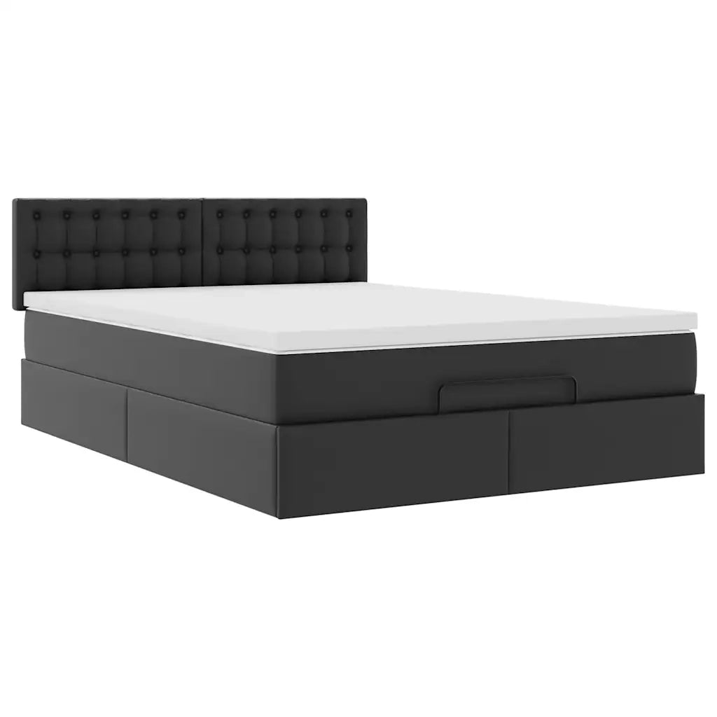 Pouf Letto con Materassi e LED Nero 140x190cm Similpelle