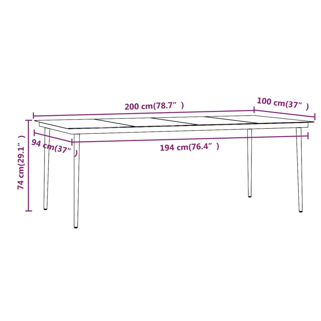 Set da Pranzo per Giardino 9 pz con Cuscini Grigio e Nero 3099316