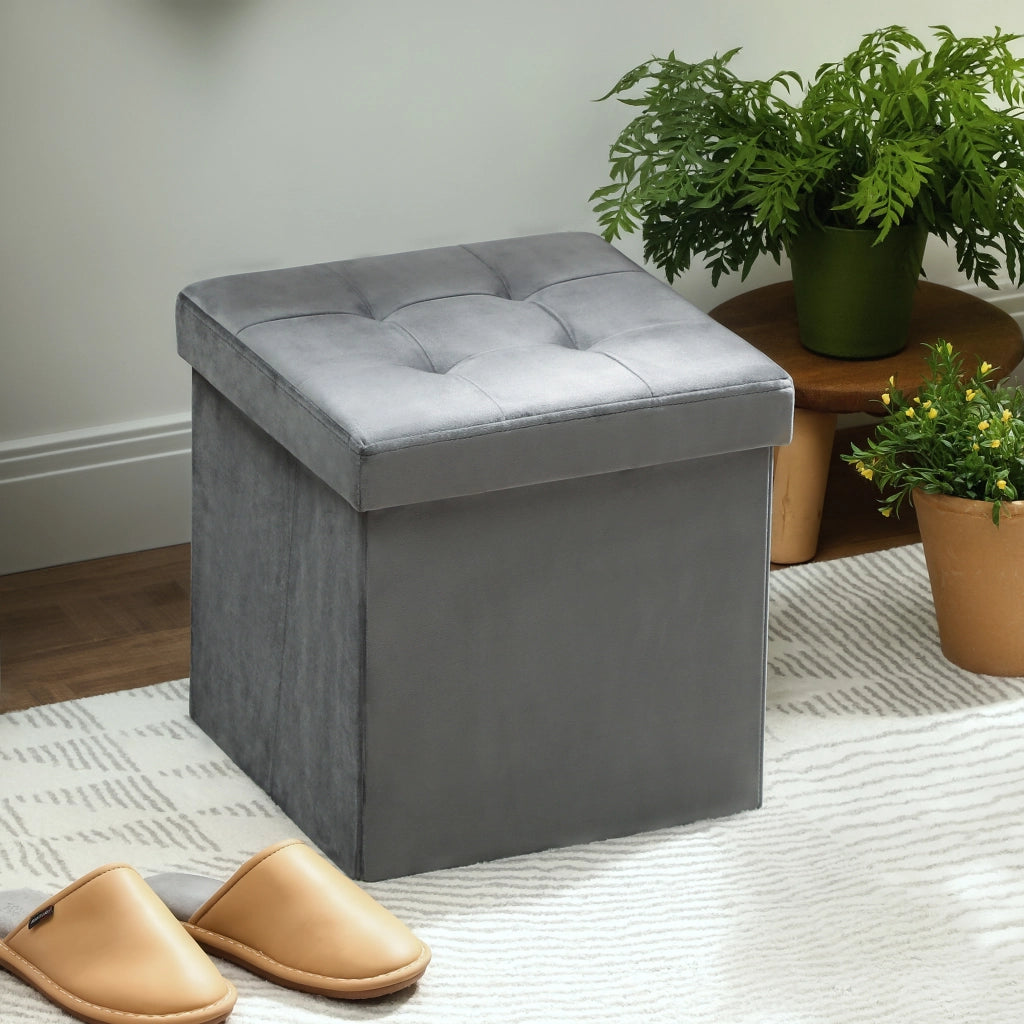Pouf contenitore pieghevole ¨C Xylo ¨C grigio MDF imbottito