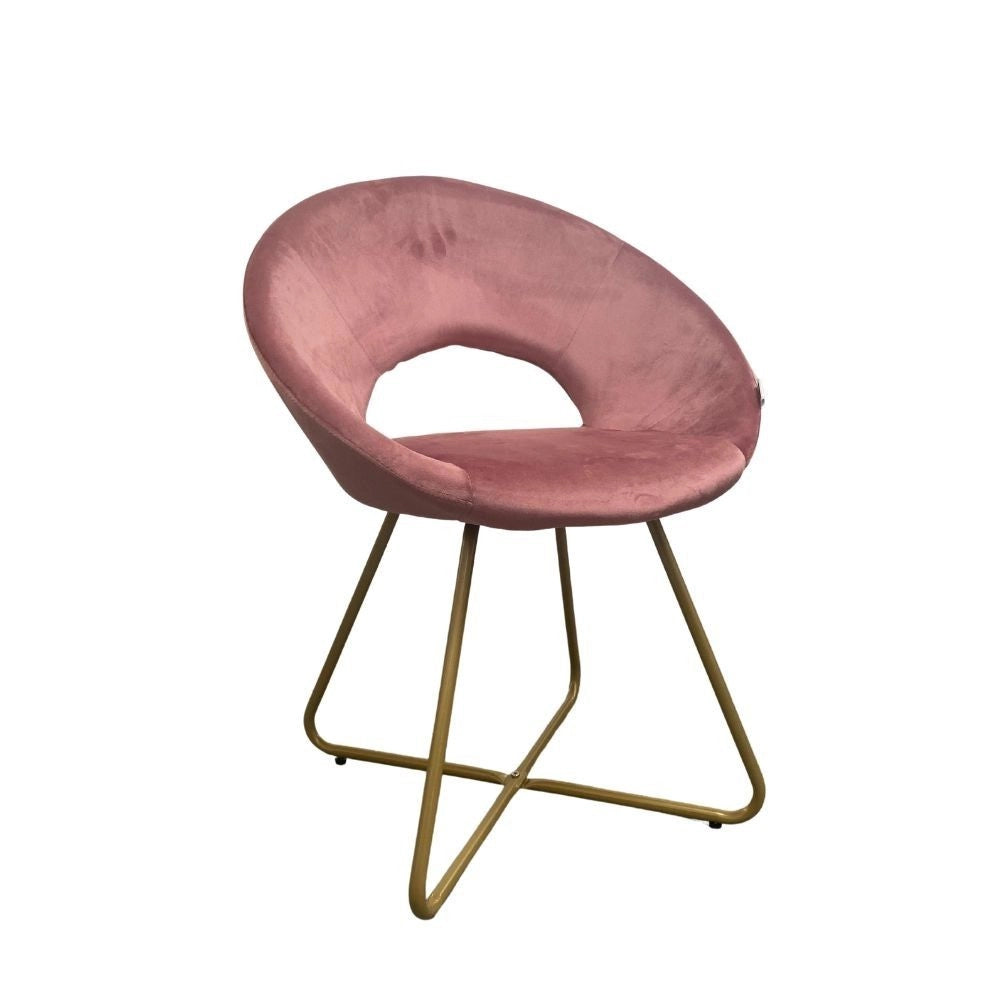 Set 2 poltroncine da salotto Etere velluto rosa e gambe oro