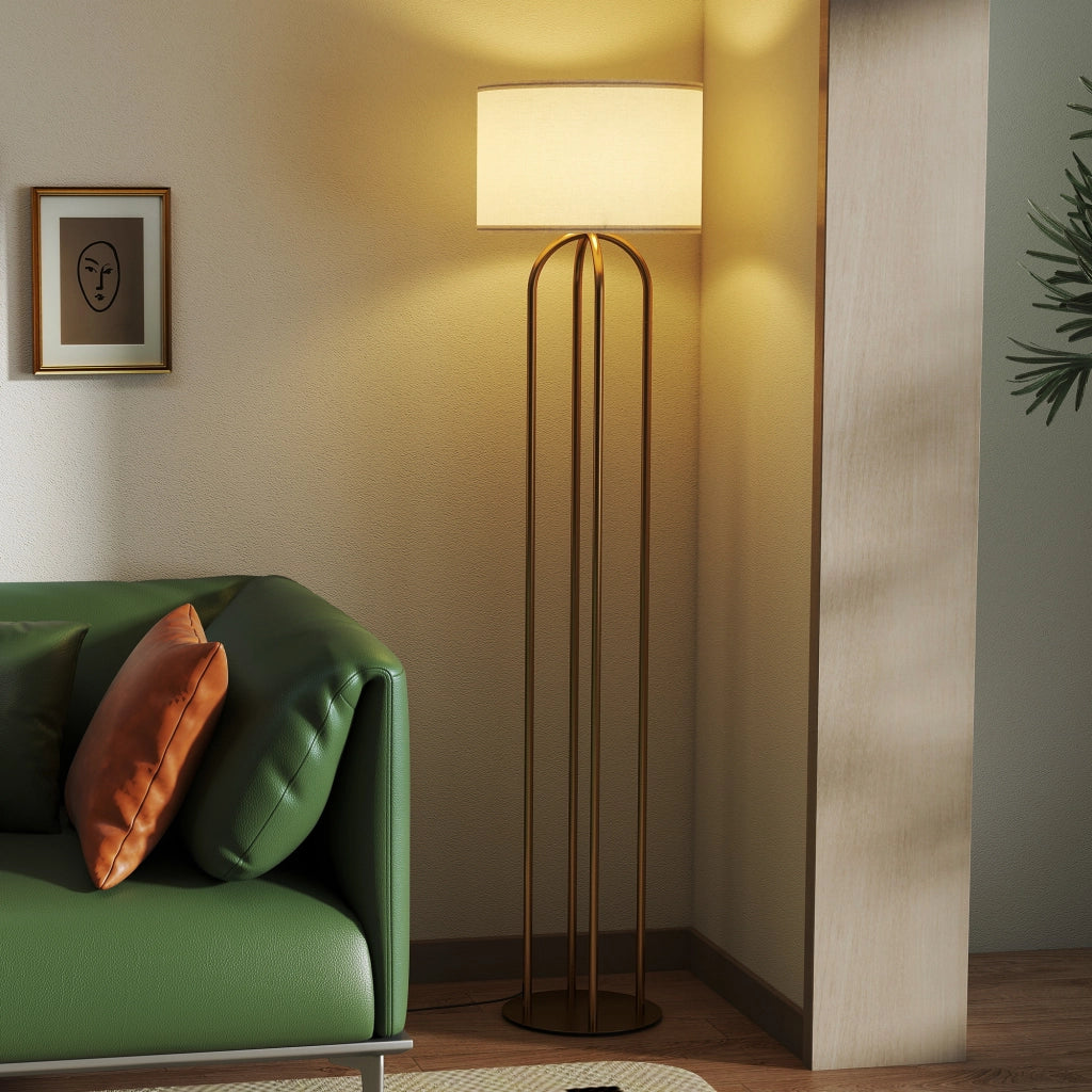 Lampada da terra ¨C Minimal ¨C dorato e beige ?38x161cm