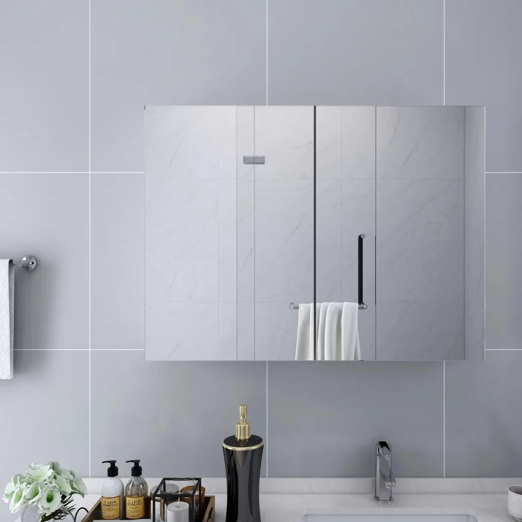 Armadietto a Specchio Bianco 80x15x60 cm in MDF 325186