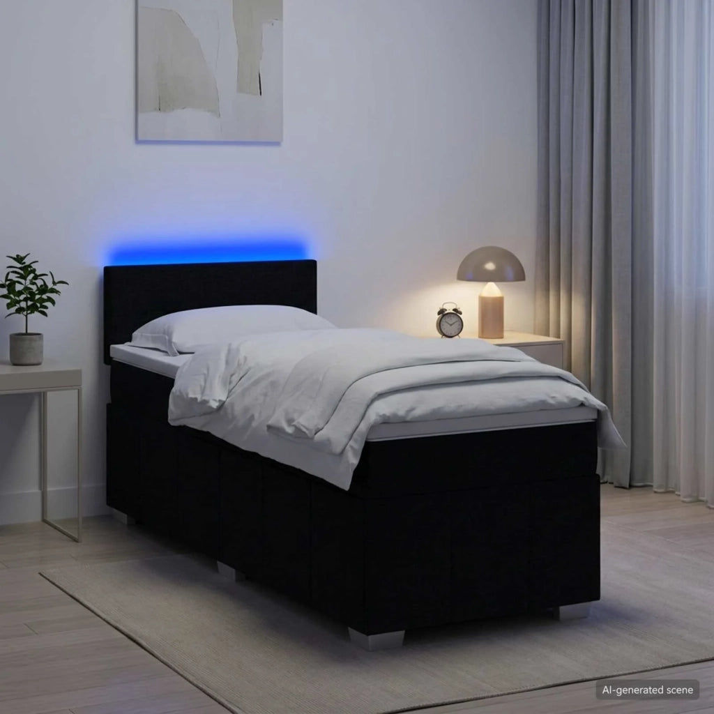 Letto box spring con materasso Nero 90 x 190 cm Tessuto 3452567