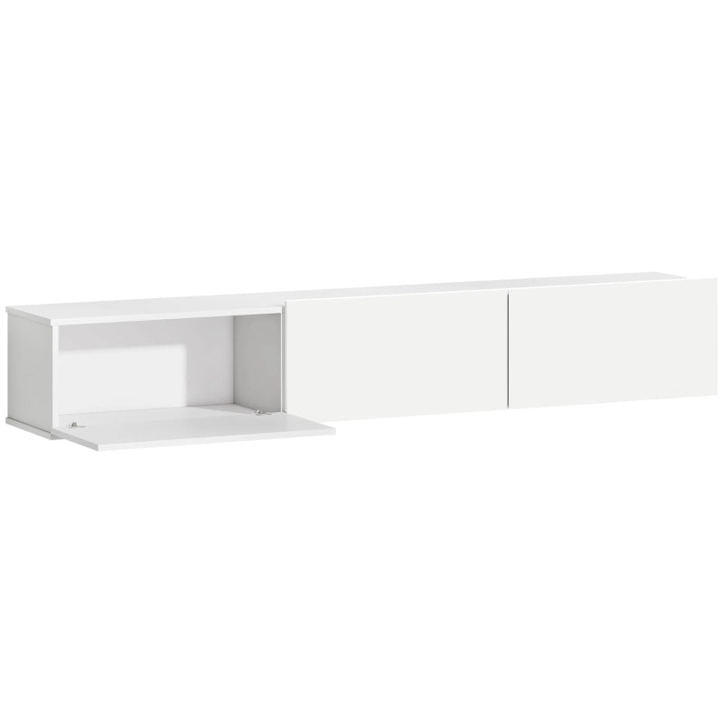 Pensile TV da parete con 3 ante a ribalta e chiusura ammortizzata in truciolare bianco per soggiorno 180 cm