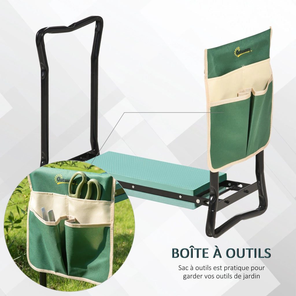 Sgabello da Giardino Pieghevole con Cuscino e Tasca ¨C Zephmum ¨C Verde