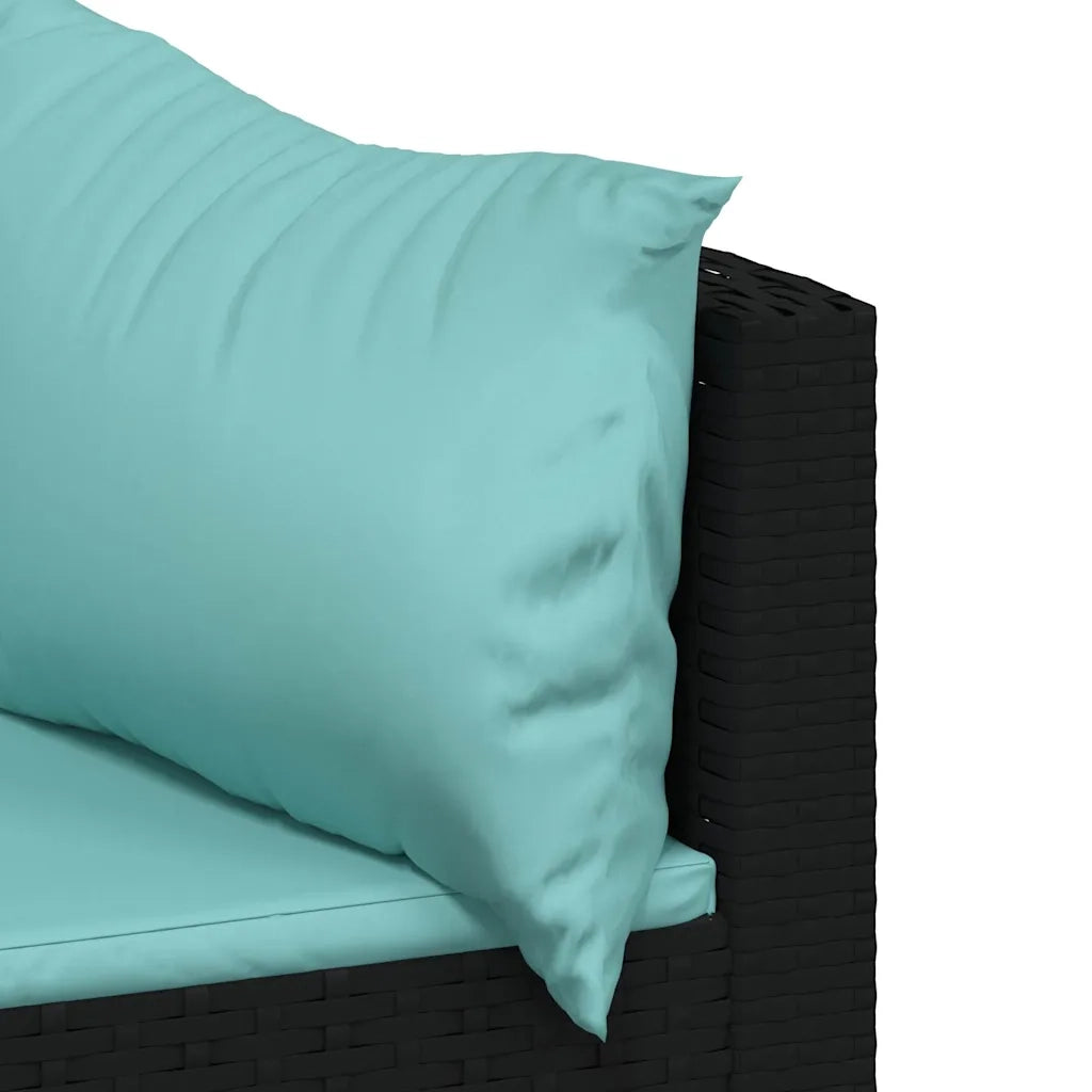 Divani Angolari da Giardino con Cuscini 2pz in Polyrattan Nero 319806