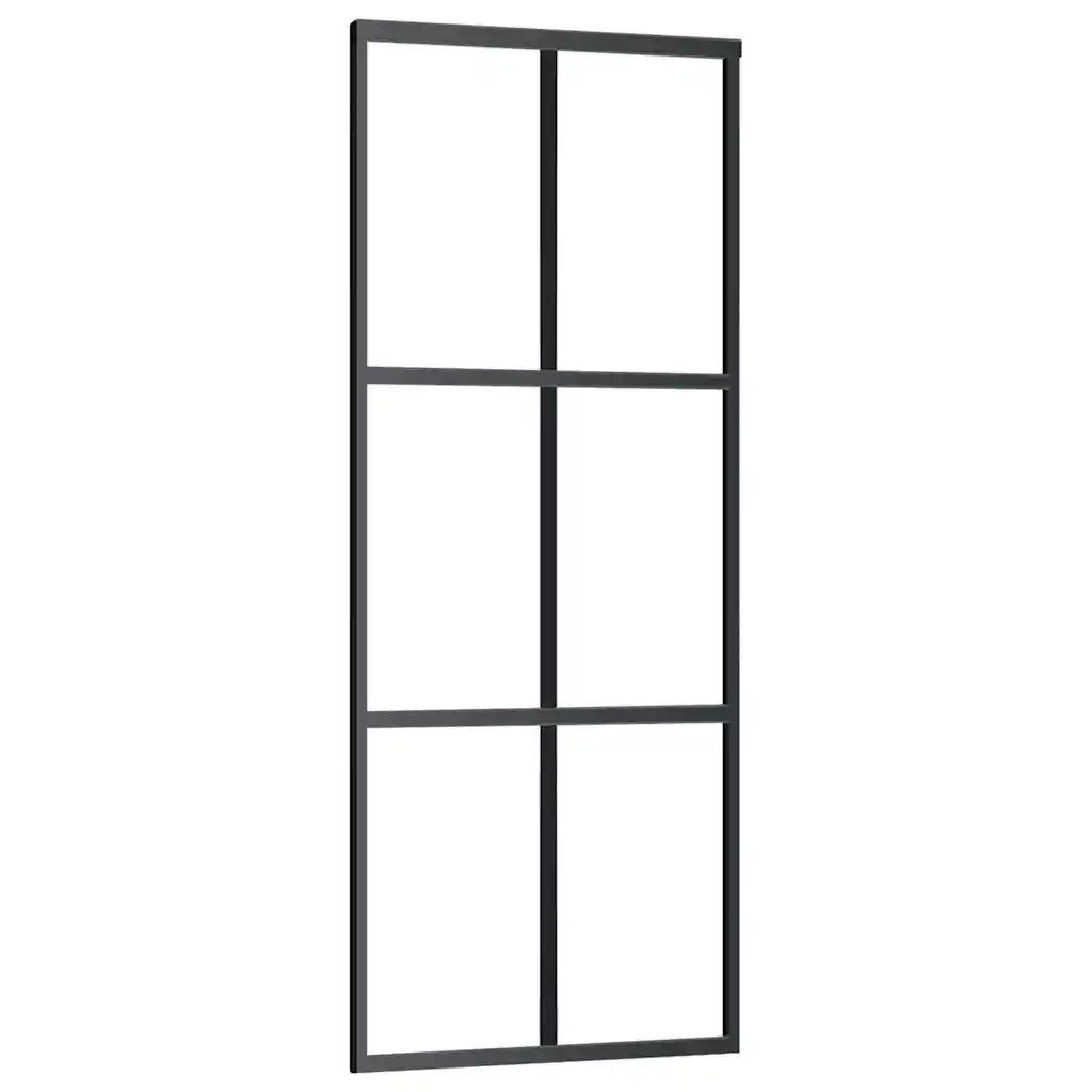 Porta Scorrevole con Ferramenta Nera 76x205 cm in Vetro ESG 3375844