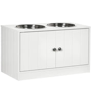Ciotola Rialzata per Cani Grandi ¨C Xylo ¨C 2 Ciotole 2000ml con Contenitore 60x30x35,5cm Bianco