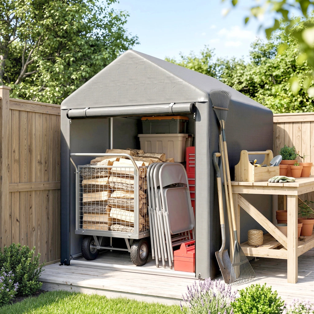 Tenda da Giardino per Biciclette ¨C Xylo ¨C 1,2x1,8x1,65 m Grigio Chiaro Impermeabile Anti-UV