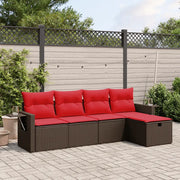 Set Divani da Giardino 5 pz con Cuscini Marrone in Polyrattan 3263780