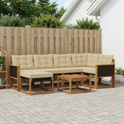 Set di divani da esterno con cuscino 7 pcs Naturale e Beige 3382073