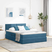 Letto con contenitore e LED Blu Scuro 140 x 200 cm Velluto 3371341