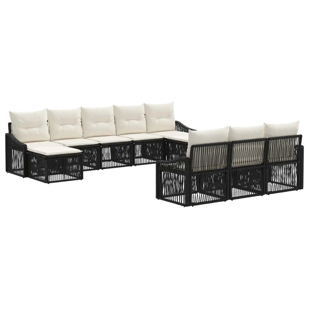 Set Divano da Giardino 10 pz Nero polyrattan 3436138