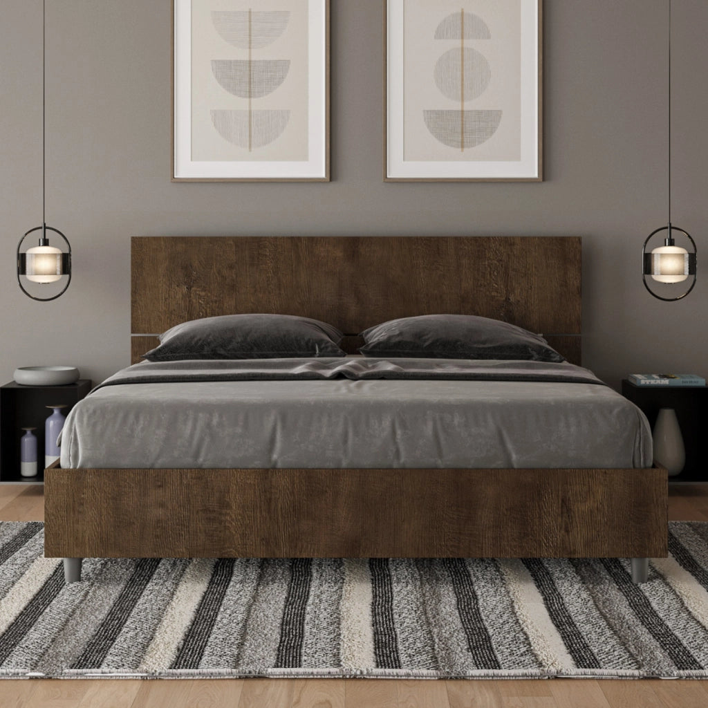 BS COM Letto matrimoniale contenitore 160x190 testata inclinata noce