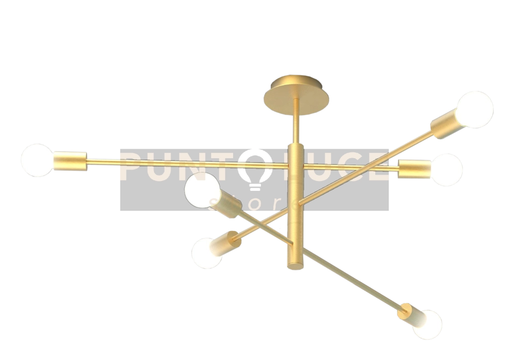 ANNA-PL6 Lampada da soffitto 6 luci ottone spazzolato attacco E27