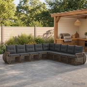 Set Divano da Giardino 9 pz Grigio e Grigio Scuro polyrattan 3435440