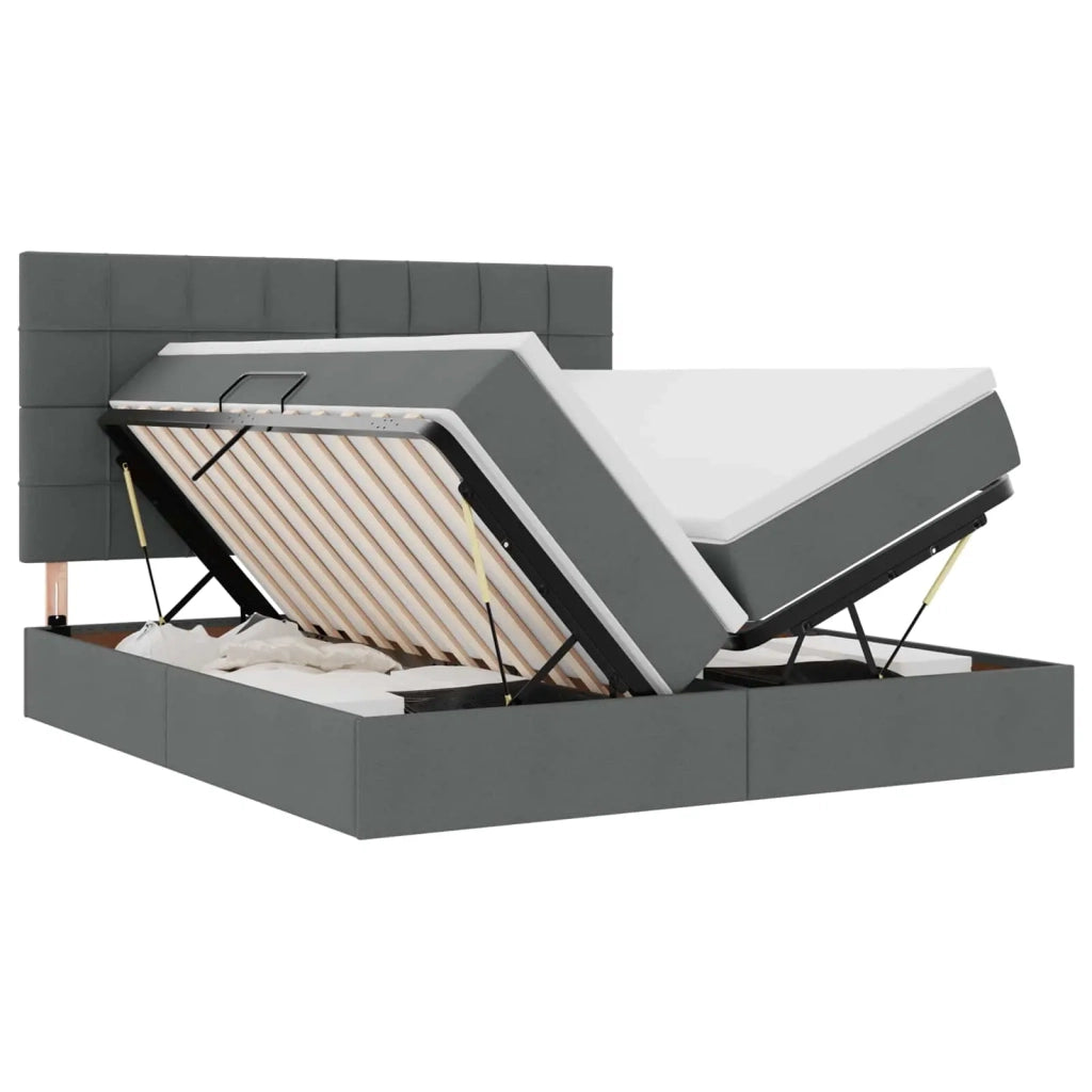 Letto con testiera Grigio scuro 180 x 200 cm Tessuto