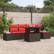 Set Divano da Giardino 6 pcs Marrone e Rosso polyrattan 3349170