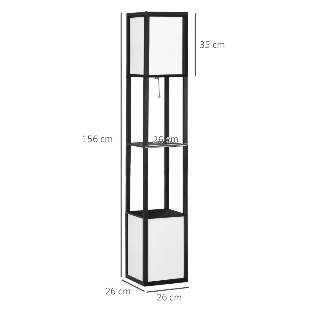 Lampada da Terra con Scaffale ¨C Minimal ¨C Nero e Bianco 26x26x156 cm