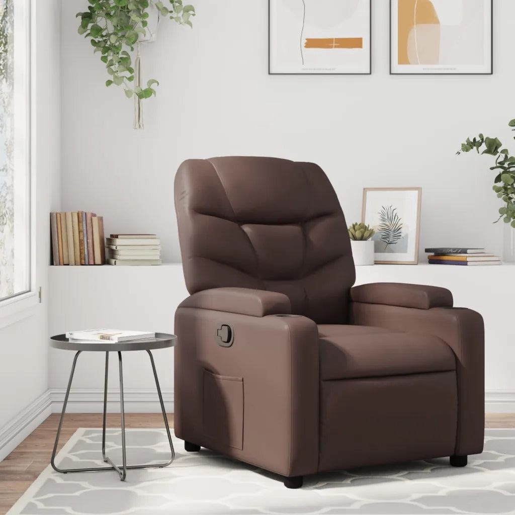 Poltrona | Sedia Relax Reclinabile Marrone in Similpelle