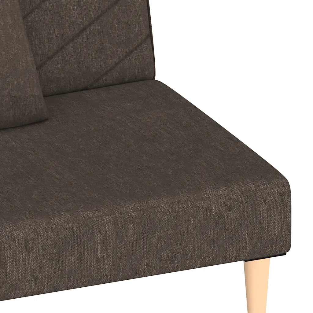 Divano Letto a 2 Posti con 2 Cuscini-Sofa Letto 2 Posti-Daybed Marrone in Tessuto