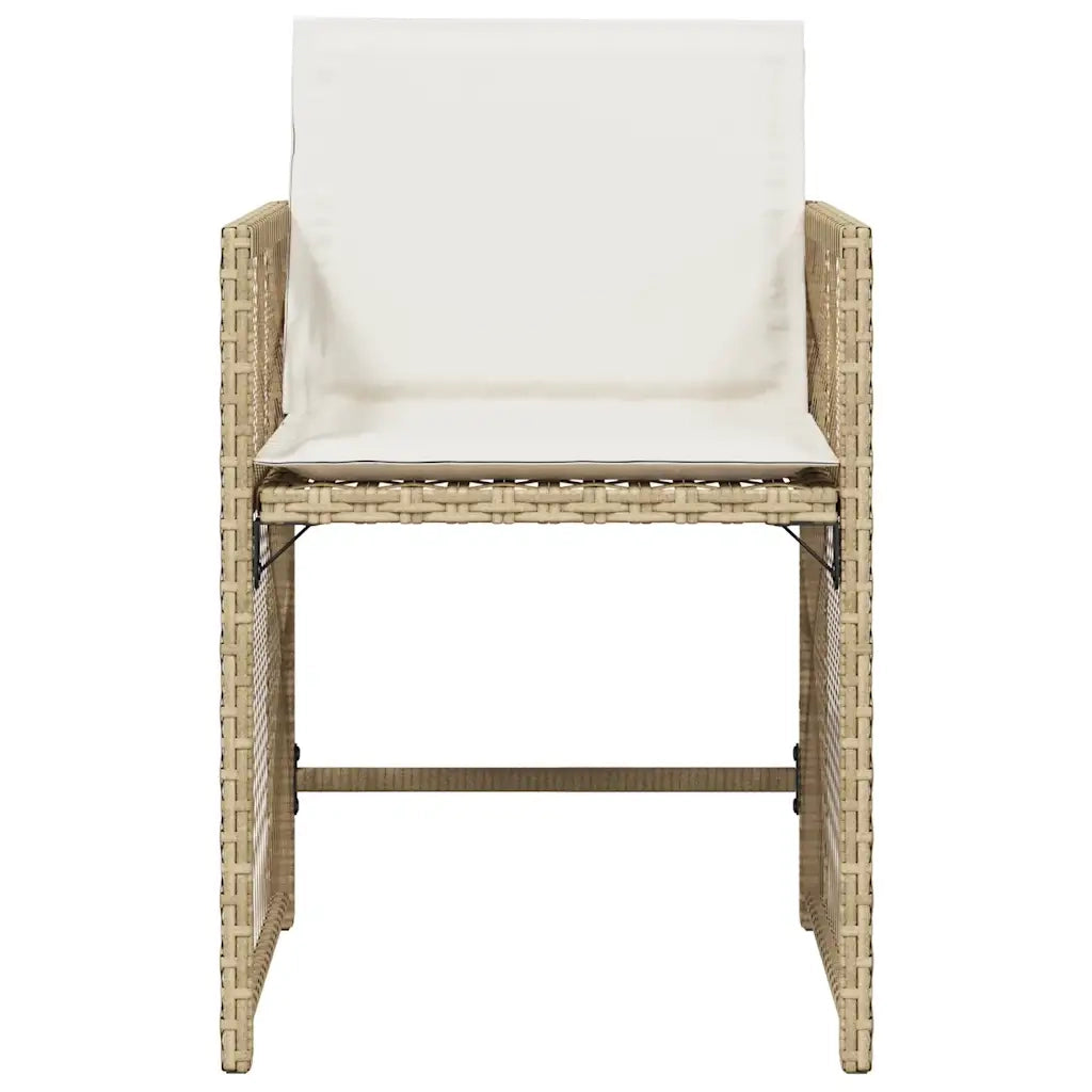 Sedie da Giardino con Cuscini 4 pz | Sedie da Esterno Beige in Polyrattan