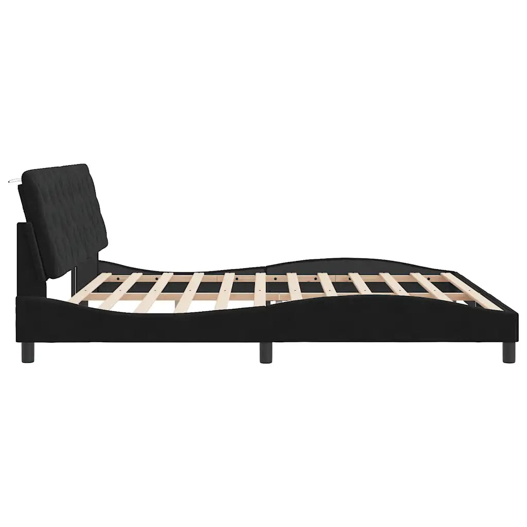 Giroletto senza Materasso Nero 200x200 cm in Velluto
