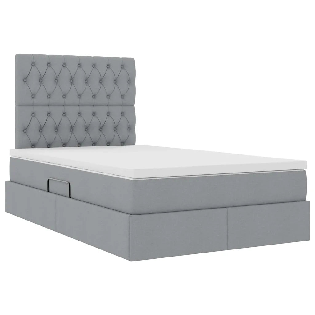 Letto con contenitore e materasso Grigio chiaro 120 x 200 cm